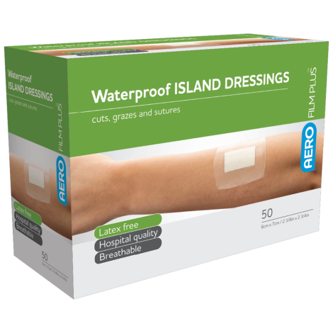 AEROFILM PLUS Waterproof Island Dressing 6 x 7cm Box/50 (GST Free) - AFPW006 , 