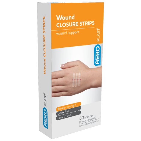 AEROPLAST Wound Closure Strips 6 x 75mm Box/50 (3 strips/card) - APWC7563 , 