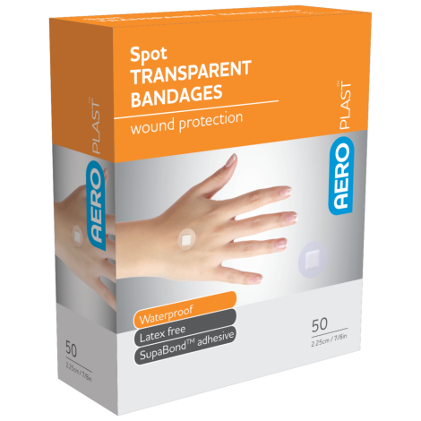 AEROPLAST Transparent Spot Dressings 2.25 x 2.25cm Box/50 - AT3035 , 