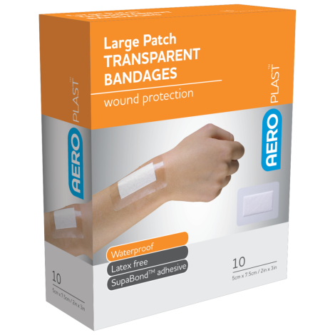 AEROPLAST Transparent Large Patch 7.5 x 5cm Box/10 - AT3061 , 