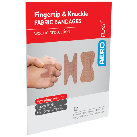 AEROPLAST Premium Fabric Fingertip &amp; Knuckle Dressings Env/12 - AFP312 , 