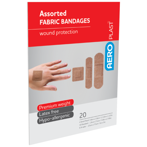 AEROPLAST Premium Fabric Assorted Dressings Env/20 - AFP504 , 