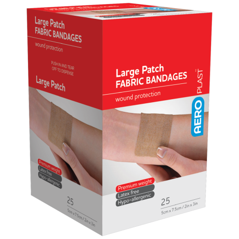 AEROPLAST Premium Fabric Large Patch 7.5 x 5cm Box/25 - AFP506 , 
