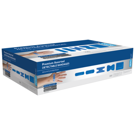 AEROPLAST Premium Detectable Assorted Dressings Box/100 - AD1006 , 