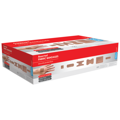 AEROPLAST Premium Fabric Assorted Dressings Box/100 - AFP5041 , 