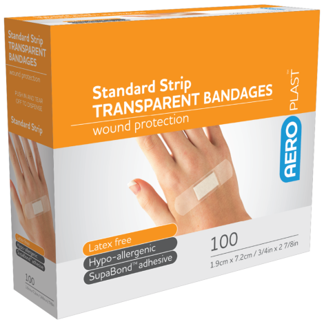 AEROPLAST Transparent Standard Strip 7.2 x 1.9cm Box/100 - AT301 , 