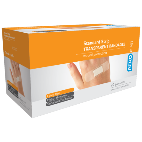 AEROPLAST Transparent Standard Strip 7.2 x 1.9cm Env/25 - AT30125 , 