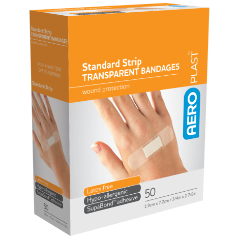 AEROPLAST Transparent Standard Strip 7.2 x 1.9cm Box/50 - AT3015 , 