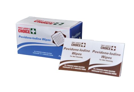 First Aiders CHoice - Povidone - Iodine Wipes - 100 Pack - 871930 , 