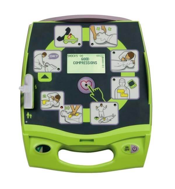 ZOLL AED defibrillator wall-mounted in a community space
