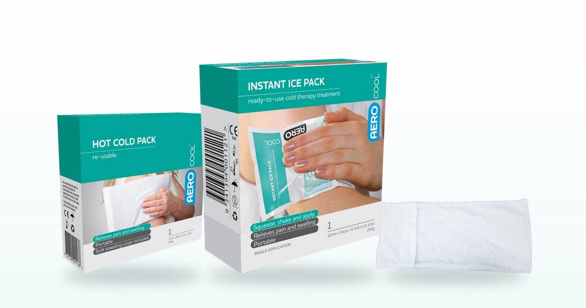 Bruise first aid: instant ice pack, reusable hot and cold pack and cotton cover